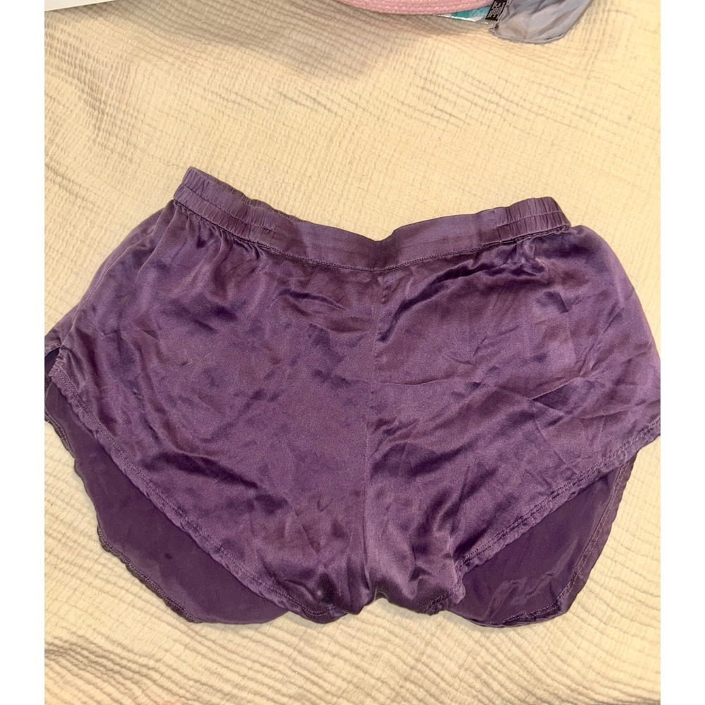 Lunya Washable Silk Sleep Shorts Purple High Rise Dolphin Hem Small